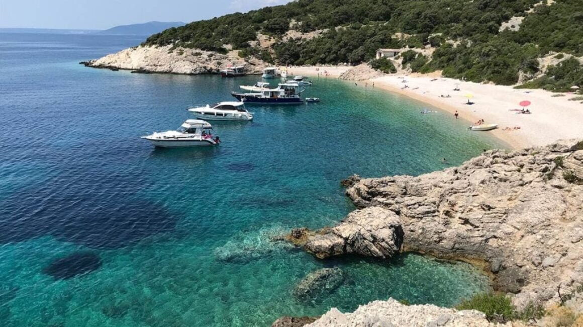 Sveti Ivan beach under the city of Lubenice on Island of Cres